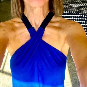Apres Ramy Brook Women's Cobalt Blue/Black Trim Halter Top.  One size fits all.